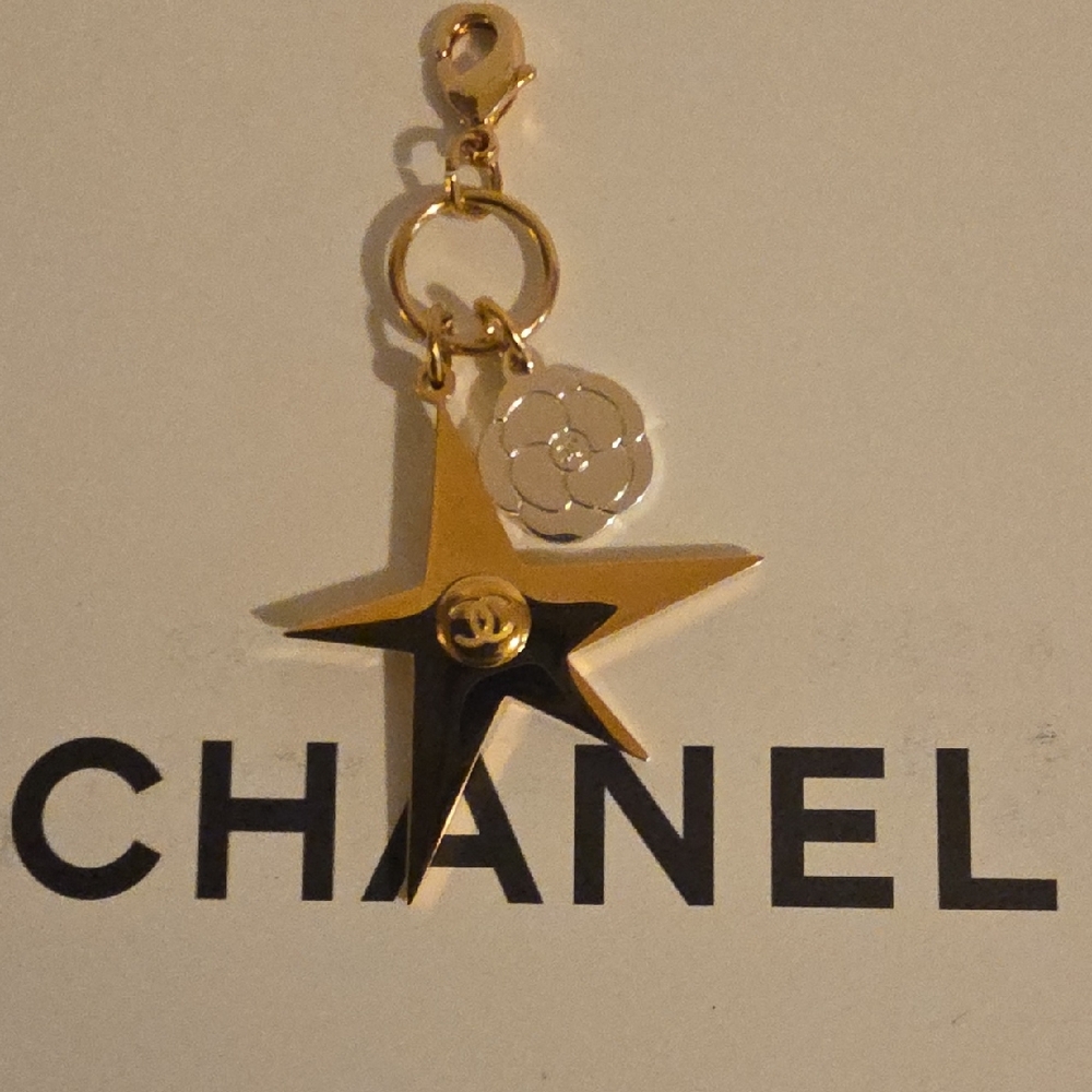 CHANEL Gold and Silver  Star Keychain/Bag Charm.